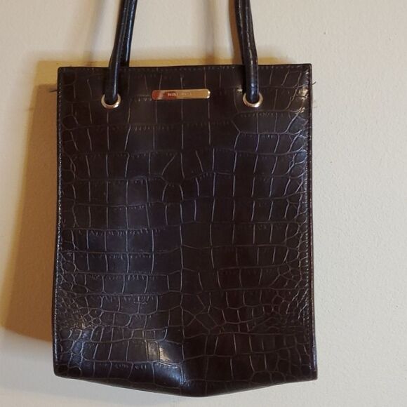 Nine West brown mock croc shoulder bag purse - Picture 2 of 8